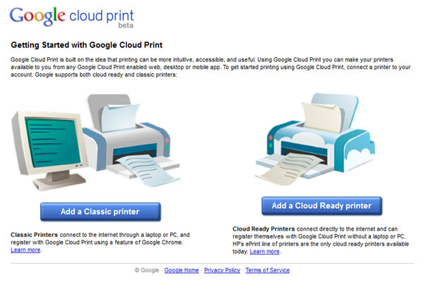 Google Cloud Print: Screenshot Google Cloud Print: Screenshot