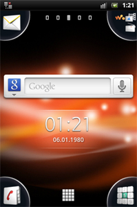 Sony Ericsson Live mit Walkman: Homescreen