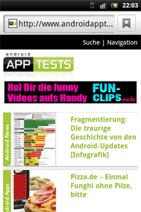 Sony Ericsson Live mit Walkman: Browser Sony Ericsson Live mit Walkman: Browser