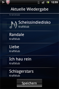Sony Ericsson Live mit Walkman: Wiedergabeliste Sony Ericsson Live mit Walkman: Wiedergabeliste