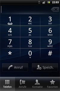 Sony Ericsson Live mit Walkman: Wählfeld Sony Ericsson Live mit Walkman: Wählfeld