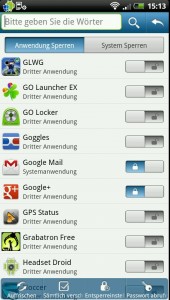 App Lock: Sperrung aktivieren App Lock Sperrung aktivieren