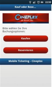 Cineplex: Reservierung/Kauf Cineplex: Reservierung/Kauf