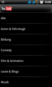 Youtube V2.4 Kategorien