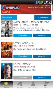 Cineplex Kinoprogramm (Quelle: Google Play Store) Cineplex Kinoprogramm (Quelle: Google Play Store)