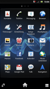 Sony Xperia P App Menü