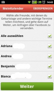 MeinKalender Free - Geburtstage auswählen MeinKalender Free Geburtstage auswählen
