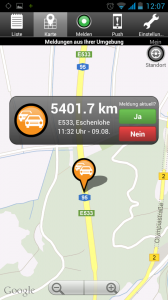 VerkehrsApp Kartenansicht