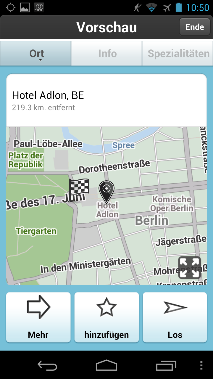 Waze Vorschau Reiseziel