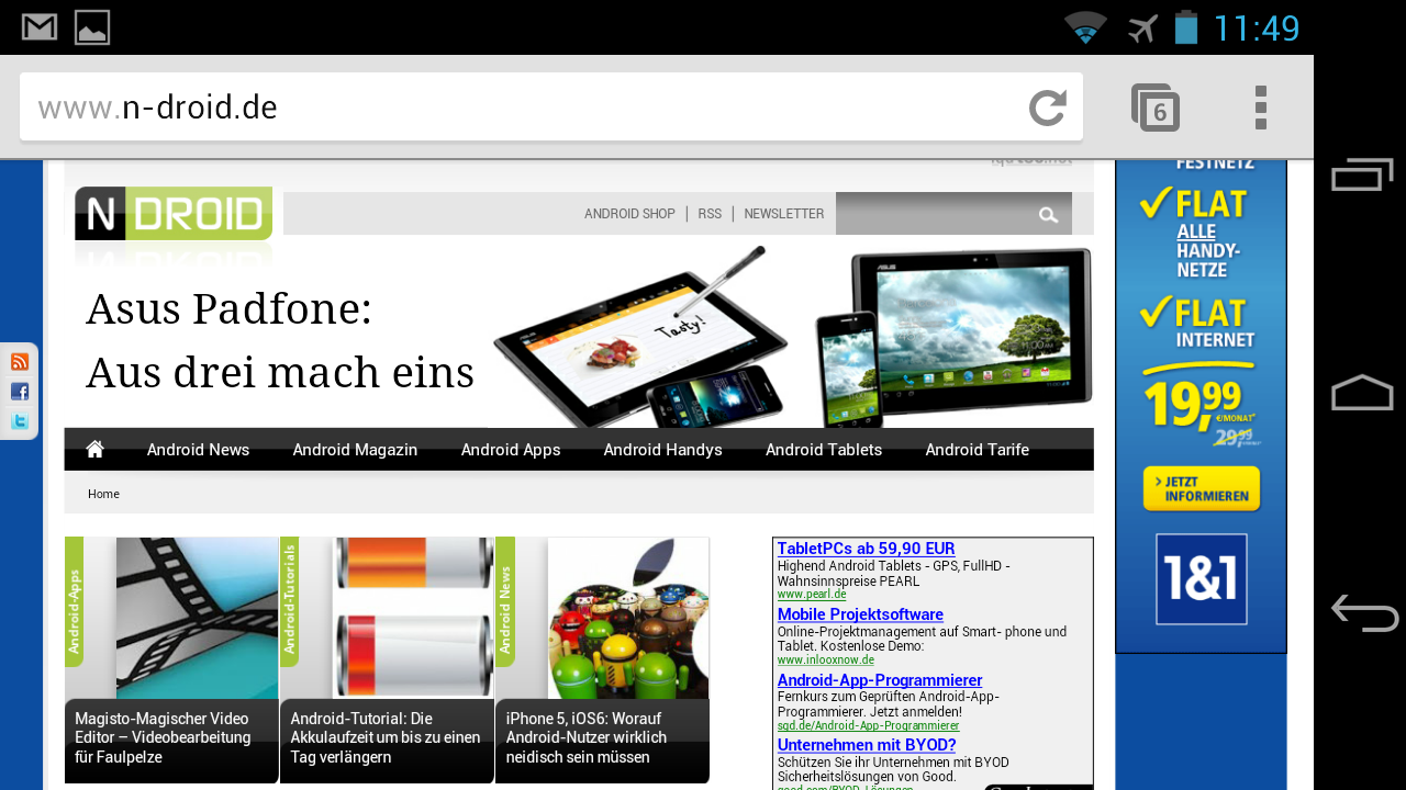 Chrome Desktop Ansicht Querformat