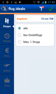 Idealo Flugsuche - Ergebnisfilter Idealo Flugsuche Ergebnisfilter