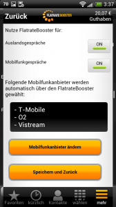 FlatrateBooster-Einstellungen