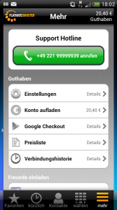FlatrateBooster-Einstellungsmenü