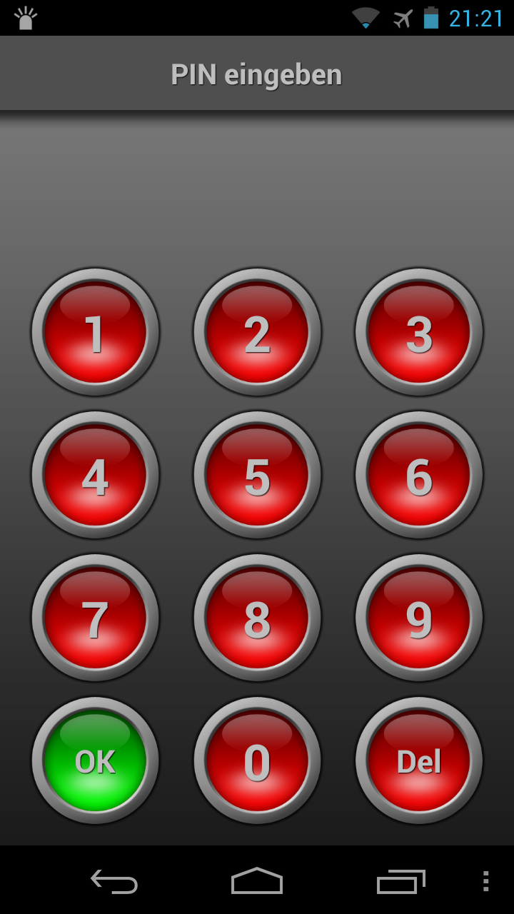 Mobile Alarm System PIN Eingabe