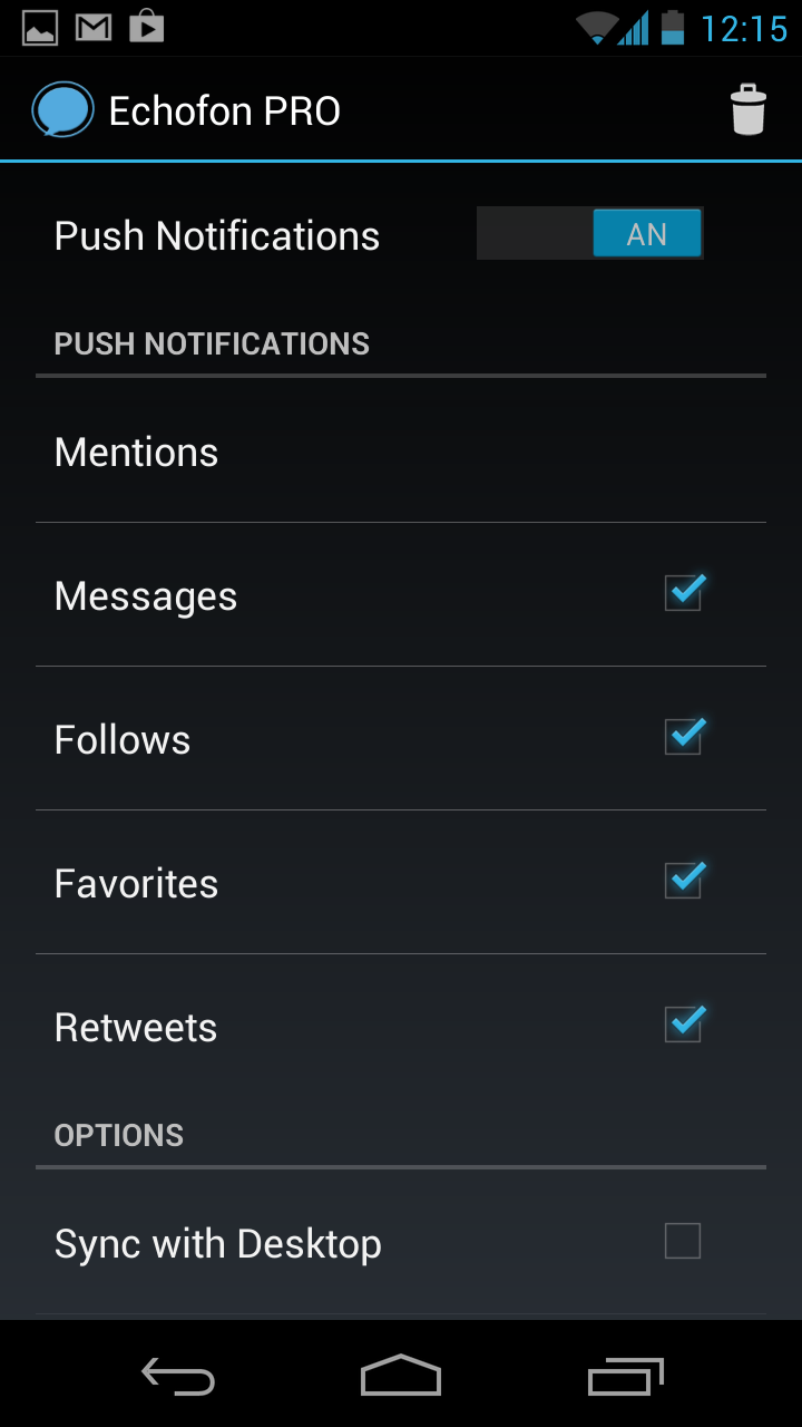 Echofon Pro Push Einstellungen