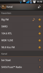 Internet radio Favoriten und Kanäle