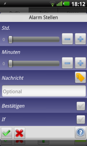 Tasker Alarm für Ausgangstask stellen