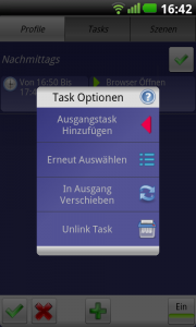 Tasker Ausgangstask hinzufügen