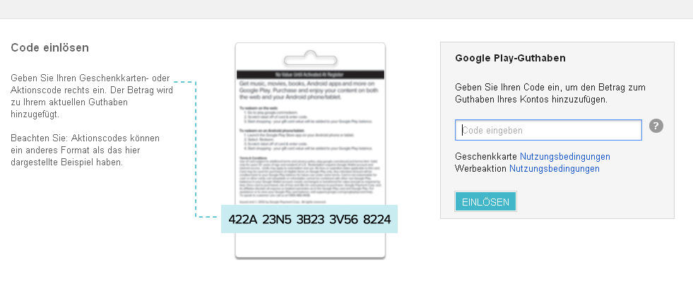 Geschenkkarten im Google Play Store Geschenkkarten im Google Play Store