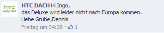 HTC Deluxe (Bild: Facebook) HTC Deluxe (Bild: Facebook)