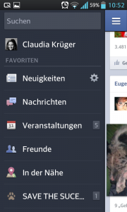 Facebook Menü
