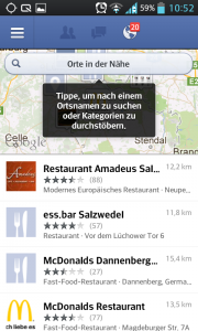 Facebook - Places, Orte in der Nähe Facebook Places Orte in der Nähe