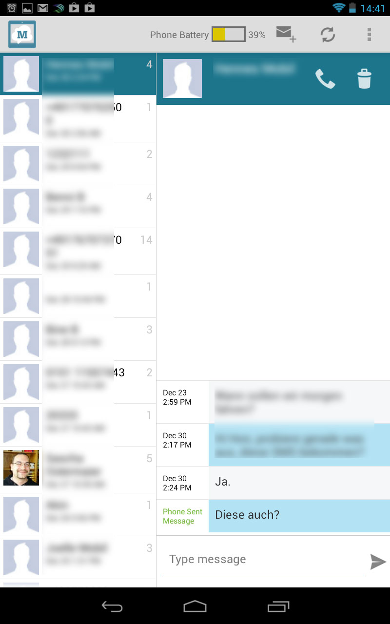 Mightytext: SMS am Tablet Mightytext: SMS am Tablet