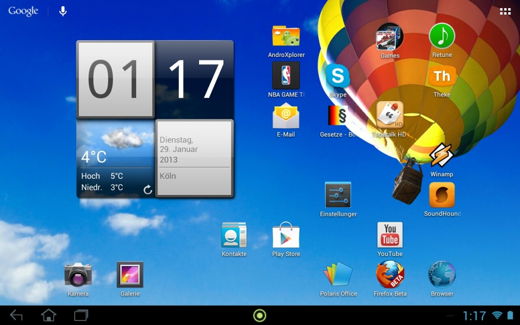 Acer Iconia Tab A510 Homescreen