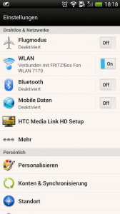 HTC One X+ - Einstellungsmenü HTC One X+ Einstellungsmenü