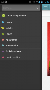 Kleiderkreisel Menüleiste