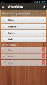 Wunderlist Einkaufsliste