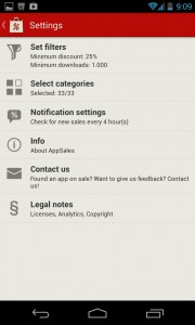 AppSales: Einstellungen