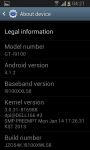 Android 4.1.2 auf dem Galaxy S II (Bild: sammobile)