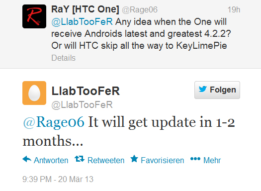 HTC One: Android 4.2 in 1-2 Monaten? HTC One: Android 4.2 in 1-2 Monaten?