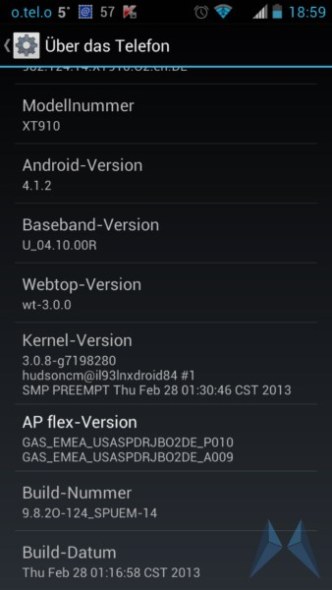 Motorola Razr XT910; Android 4.1.2-Update gestartet (Bild: mobiflip) Motorola Razr XT910; Android 4.1.2-Update gestartet (Bild: mobiflip)