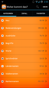 Woher kommt das - Kategorien