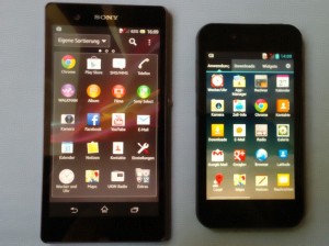 Sony Xperia Z und LG Optimus P970 (Bild: N-Droid.de) Abbildung zum Artikel „Das Sony Xperia Z im Test – Hervorragende Performance, matte Displayfarben“