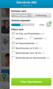 Arztsuche jameda - Filter (Quelle - Google Play Store) Arztsuche jameda - Filter (Quelle - Google Play Store)
