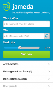 Arztsuche jameda - Suche (Quelle - Google Play Store)