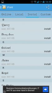 iFont - Liste Schriftarten