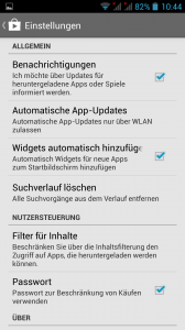 Play Store 4.2.9 Einstellungen - Bild: N-Droid.de