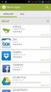 Play Store 4.2.9 kürzlich aktualisierte Apps in regulärer Liste - Bild: N-Droid.de