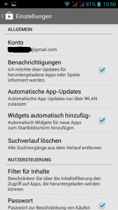 Play Store 4.3.10 Konto Einstellungen - Bild: N-Droid.de