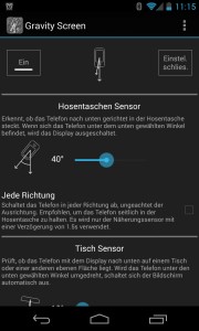 Gravity Screen On / Off