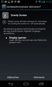 Gravity Screen On / Off