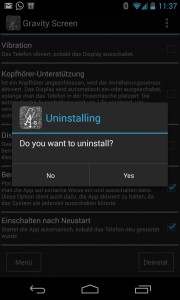 Gravity Screen On/Off: Deinstallieren