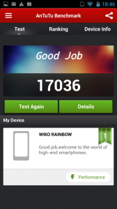 Wiko Rainbow AnTuTu Benchmark (Bild: N-Droid.de)