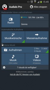 audials menue