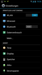Wiko Wax Einstellungsmenü (Bild: N-Droid.de)
