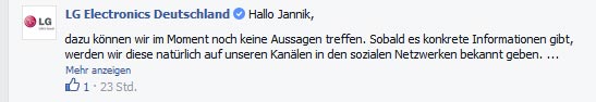 LG: Lollipop -Update-Pläne